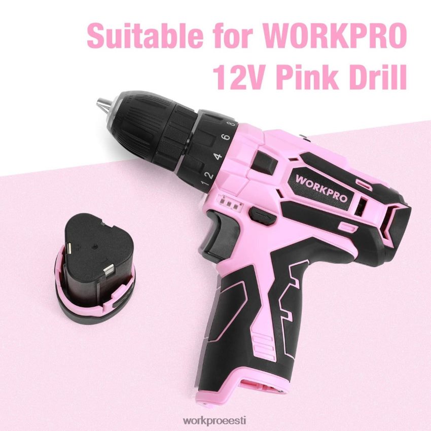 WORKPRO 12 V liitium-ioon asendusaku 12 V akutrelli draiverile roosa 68XH6P223 tööriist