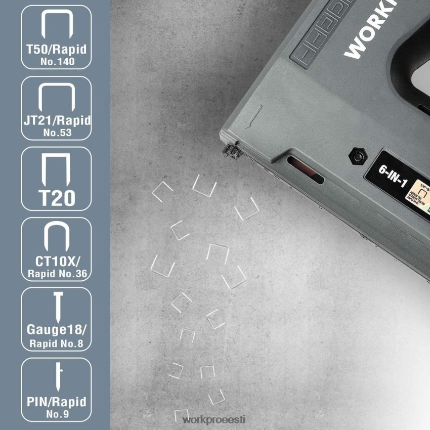 WORKPRO 6 in 1 3,6 V taaslaetav juhtmeta klambripüstol kasulik 68XH6P166 tööriist