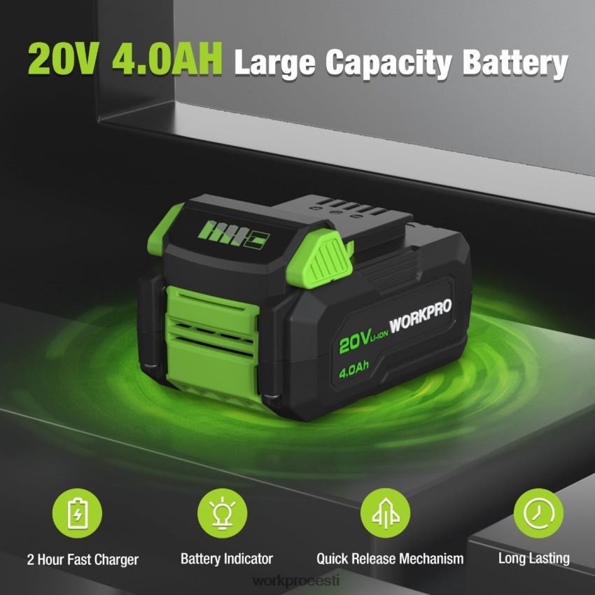 WORKPRO kompaktne juhtmeta miniketassaag, 20v 4,0ah aku, kiirlaadija, 3 saelehte, 4500 p/min abivalmis 68XH6P186 tööriist