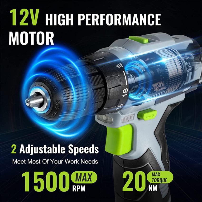 WORKPRO 61 tk 12v akutrell ja kodutööriistade komplekt, kaasas 14-tolline hoiukott hall 68XH6P174 tööriist