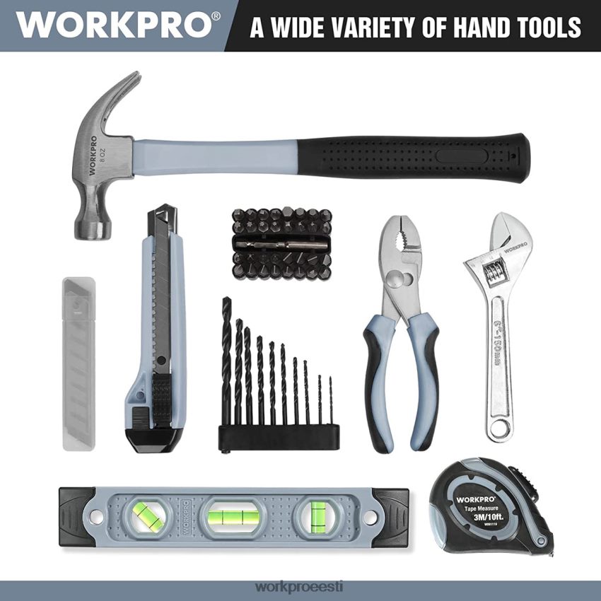 WORKPRO 61 tk 12v akutrell ja kodutööriistade komplekt, kaasas 14-tolline hoiukott hall 68XH6P174 tööriist
