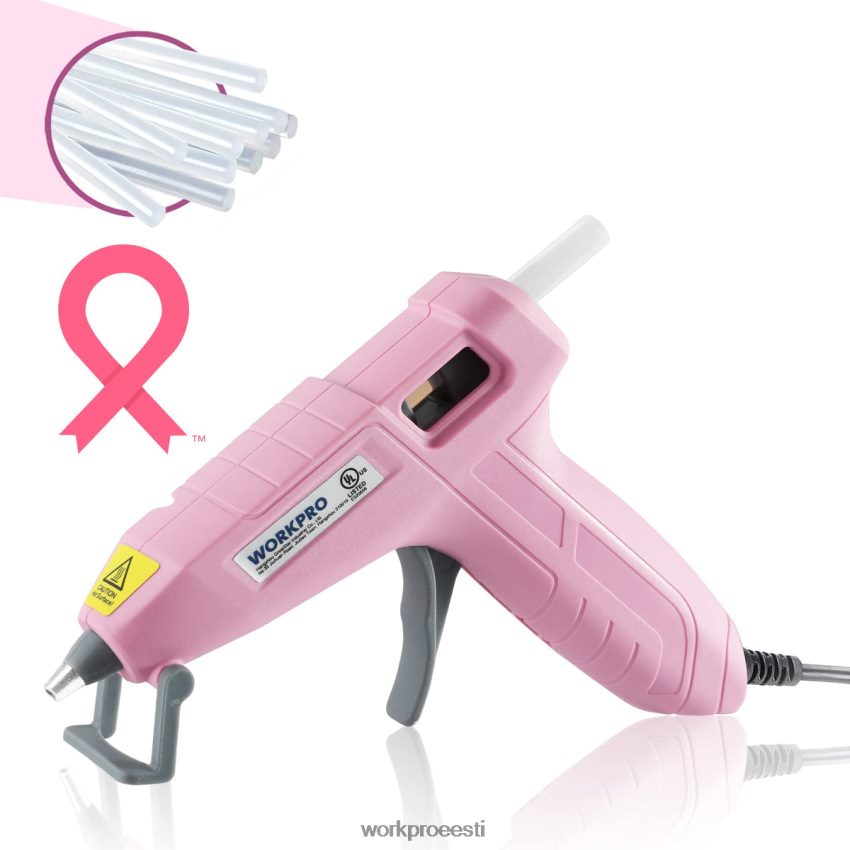 WORKPRO minikuumliimipüstoli komplekt 20 tk kuumliimipulgaga roosa/valge 68XH6P162 tööriist