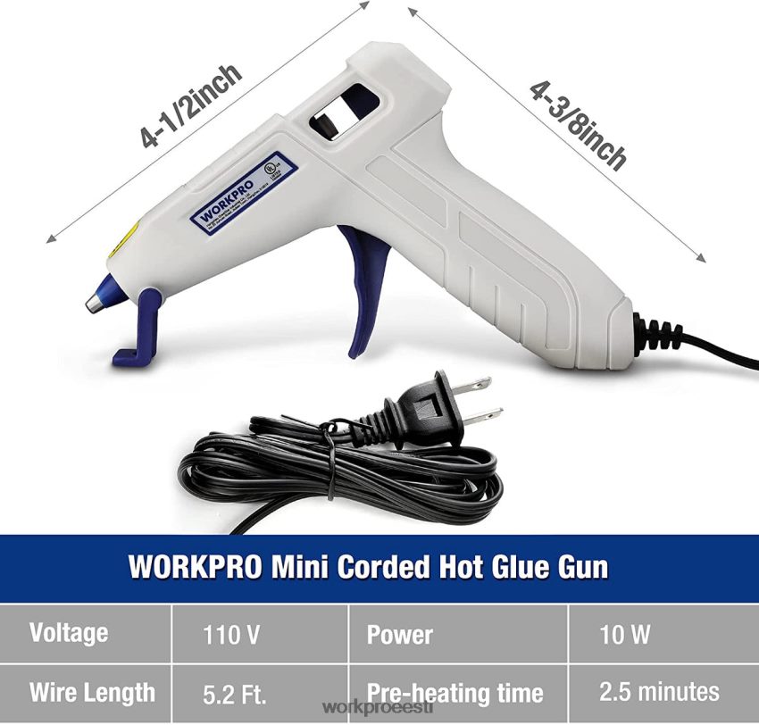 WORKPRO minikuumliimipüstoli komplekt 20 tk kuumliimipulgaga roosa/valge 68XH6P162 tööriist