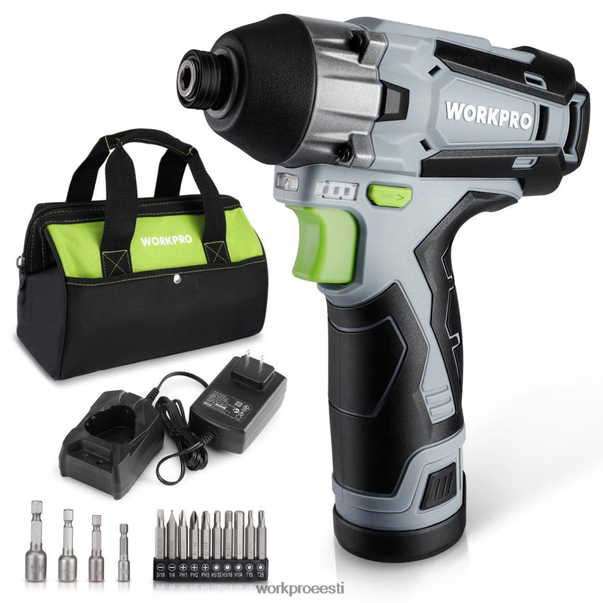WORKPRO 12 V juhtmeta löökdraiveri komplekt, kuuskant elektriline lööktrell/keeraja komplekt 2,0ah liitiumioonakuga uus 68XH6P190 tööriist
