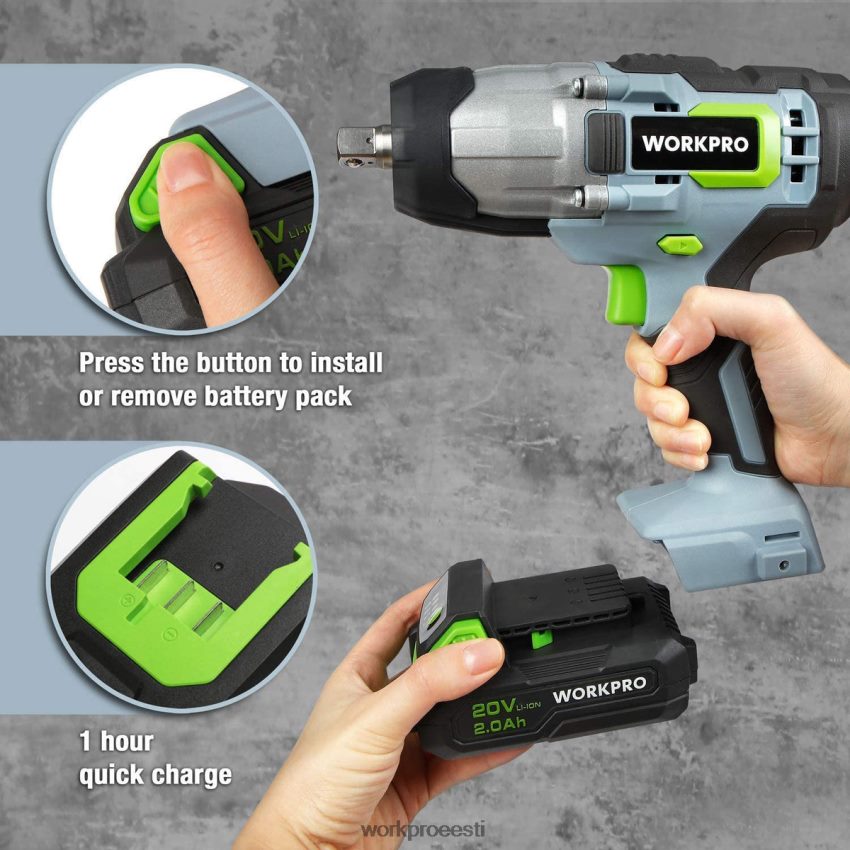 WORKPRO 20 V juhtmeta löökvõti kiirlaadija rihmaklambriga hõlpsaks kaasaskandmiseks morden 68XH6P187 tööriist