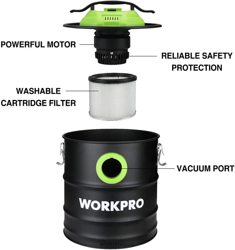 WORKPRO 5,2 galloni tuha tolmuimeja, 5,5 hobujõu tippvõimsusega tuha tolmuimeja hepa filtriga abivalmis 68XH6P212 tööriist