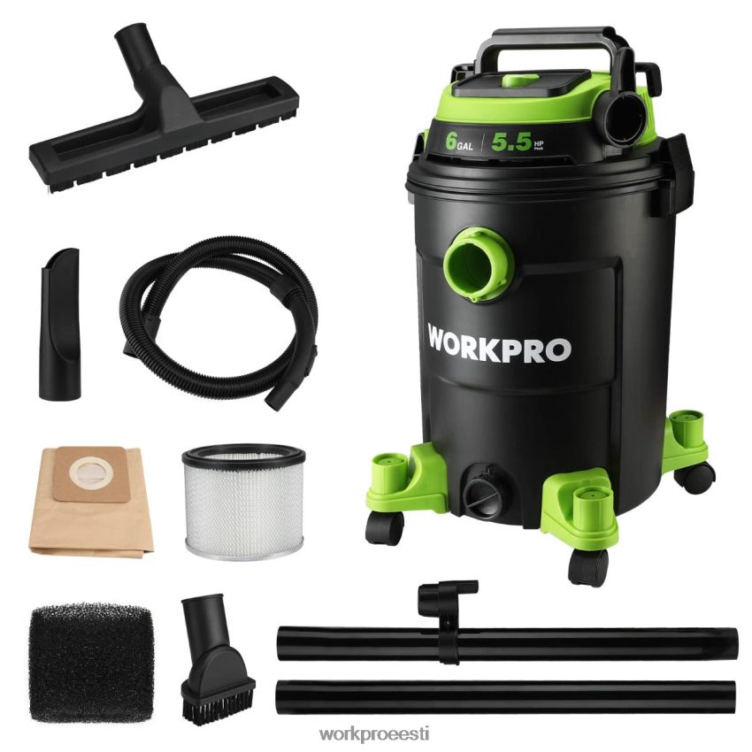 WORKPRO 6 galloni tolmuimeja 5,5 tipphobujõuline tolmuimeja hepa filtrivooliku ja tarvikutega abivalmis 68XH6P215 tööriist