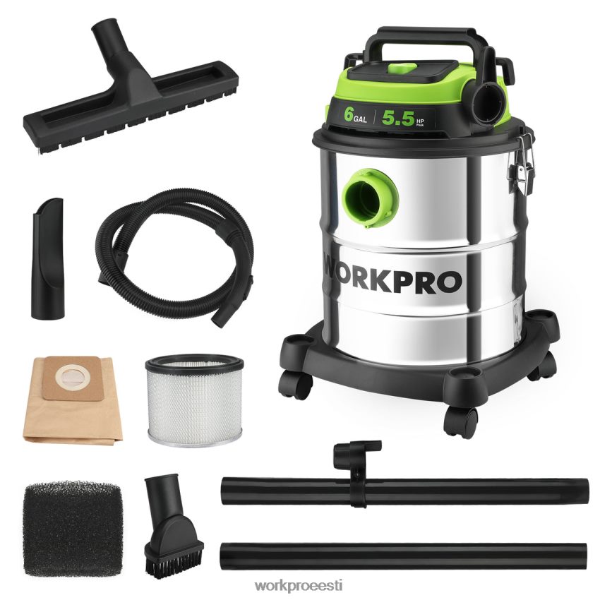 WORKPRO 6 gallonine märg/kuiv tolmuimeja hepa filtri, vooliku ja tarvikutega kodu/töökoha tolmu kogumiseks morden 68XH6P213 tööriist