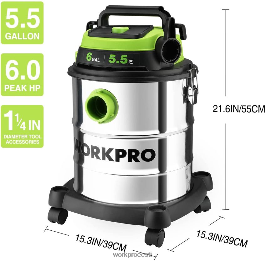 WORKPRO 6 gallonine märg/kuiv tolmuimeja hepa filtri, vooliku ja tarvikutega kodu/töökoha tolmu kogumiseks morden 68XH6P213 tööriist