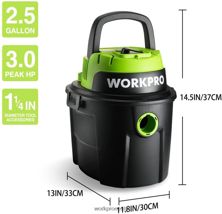 WORKPRO märg/kuiv tolmuimeja 2,5 galloni 3 tipphobujõudu, kaasaskantav kauplustolmuimeja koju kasulik 68XH6P216 tööriist