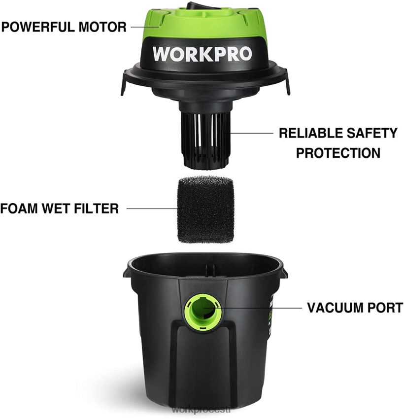 WORKPRO märg/kuiv tolmuimeja 2,5 galloni 3 tipphobujõudu, kaasaskantav kauplustolmuimeja koju kasulik 68XH6P216 tööriist