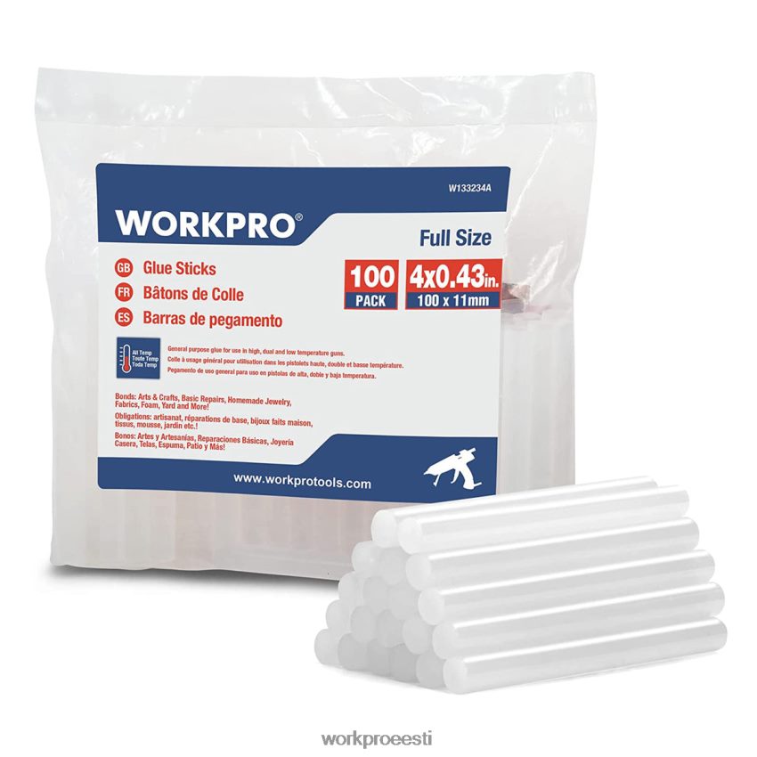 WORKPRO 100 pakki täissuuruses kuumliimipulgad, mis ühilduvad enamiku liimipüstolitega uus 68XH6P196 tööriist