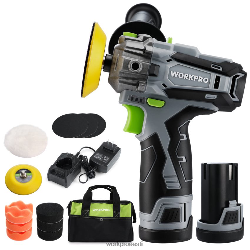 WORKPRO 12 V juhtmeta poleerimismasin, mini auto detailipuhver ja lihvimismasina komplekt 2 liitiumioonakuga kasulik 68XH6P229 tööriist