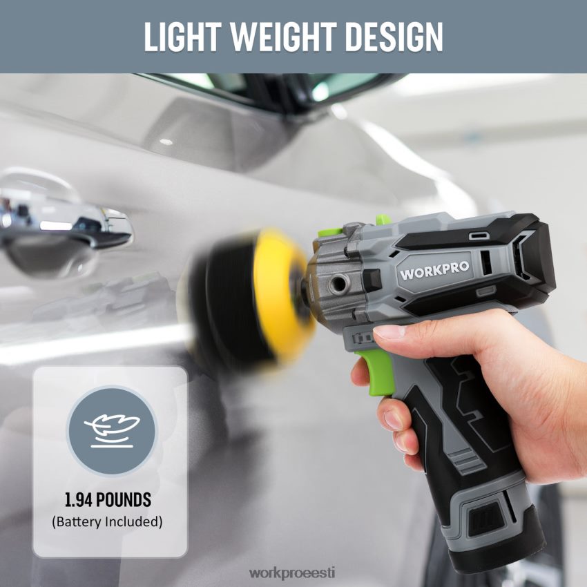 WORKPRO 12 V juhtmeta poleerimismasin, mini auto detailipuhver ja lihvimismasina komplekt 2 liitiumioonakuga kasulik 68XH6P229 tööriist