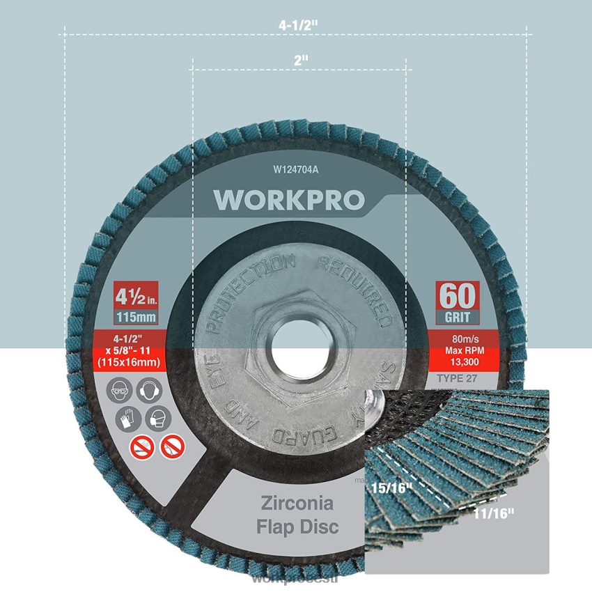 WORKPRO 5 pakki tsirkooniumoksiidi klappketas, nurklihvija lihvketas, 4-1/2-tollised lihvkettad kasulik 68XH6P206 tööriist