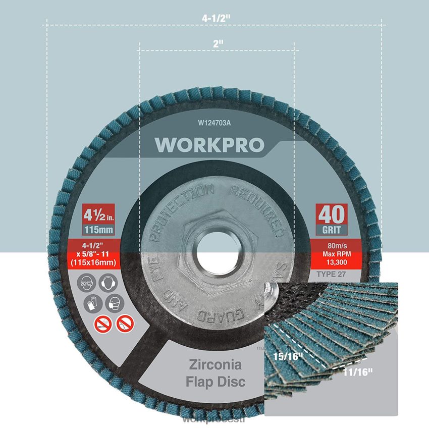 WORKPRO 5 pakki tsirkooniumoksiidi klappketas, nurklihvija lihvketas, 4-1/2-tollised lihvkettad kasulik 68XH6P206 tööriist