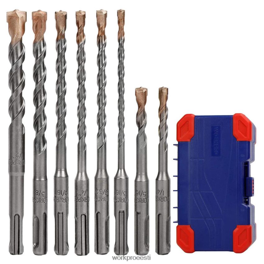 WORKPRO 8 tk sds-plus puuriterade komplekt, karbiidist ots, sds+ haamriga puuritera komplekt koos hoiukastiga telliste, tsemendi, kivi ja betooni jaoks kasulik 68XH6P205 tööriist