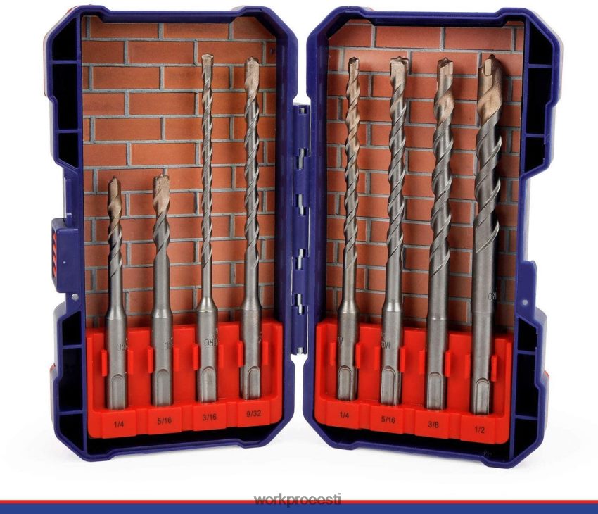 WORKPRO 8 tk sds-plus puuriterade komplekt, karbiidist ots, sds+ haamriga puuritera komplekt koos hoiukastiga telliste, tsemendi, kivi ja betooni jaoks kasulik 68XH6P205 tööriist