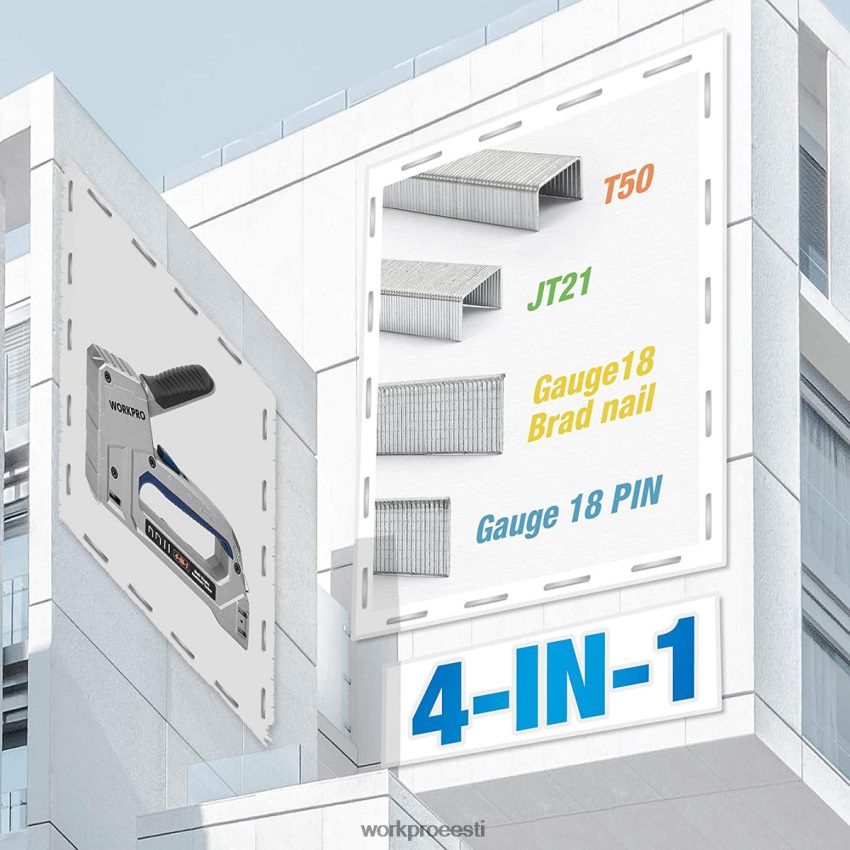 WORKPRO 2000 klambriga naelutaja, 4-ühes alumiiniumnaelur abivalmis 68XH6P58 tööriist