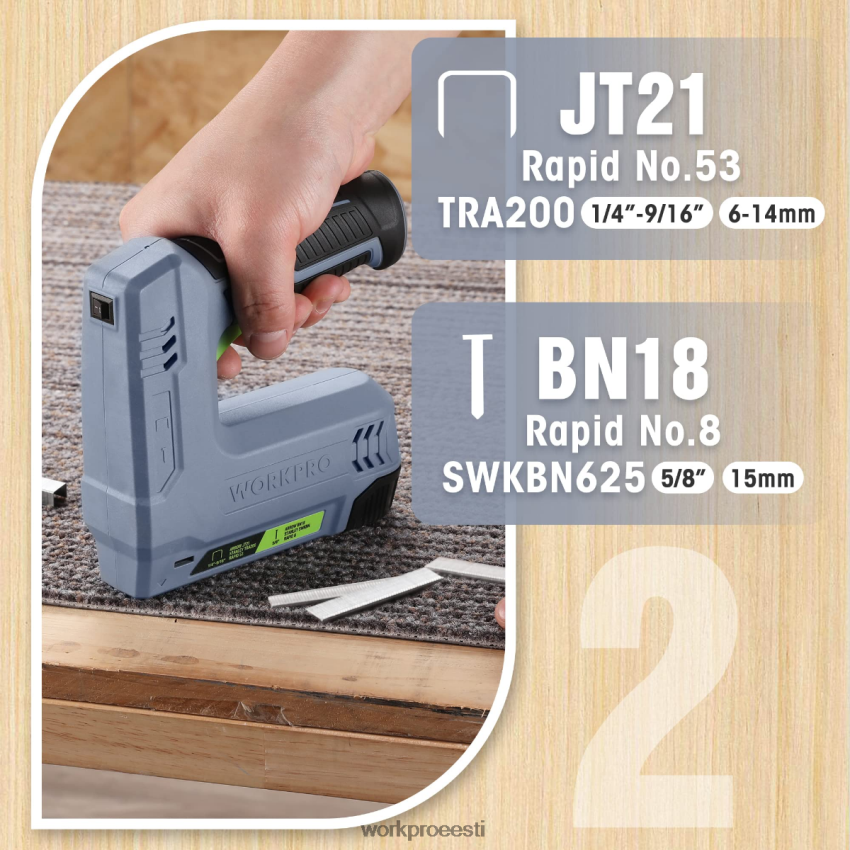 WORKPRO 3,6v 2,0ah akutoitega elektriline juhtmeta kaks-ühes klambri- ja naelapüstol roosa/hall 68XH6P265 tööriist