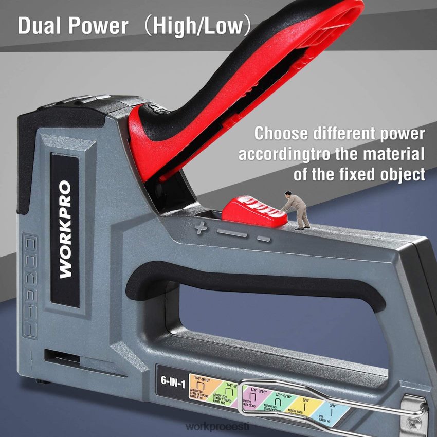 WORKPRO 6-in-1 käsitsi brad nailer polstri klammerdaja naelapüstol roosa/hall 68XH6P59 tööriist