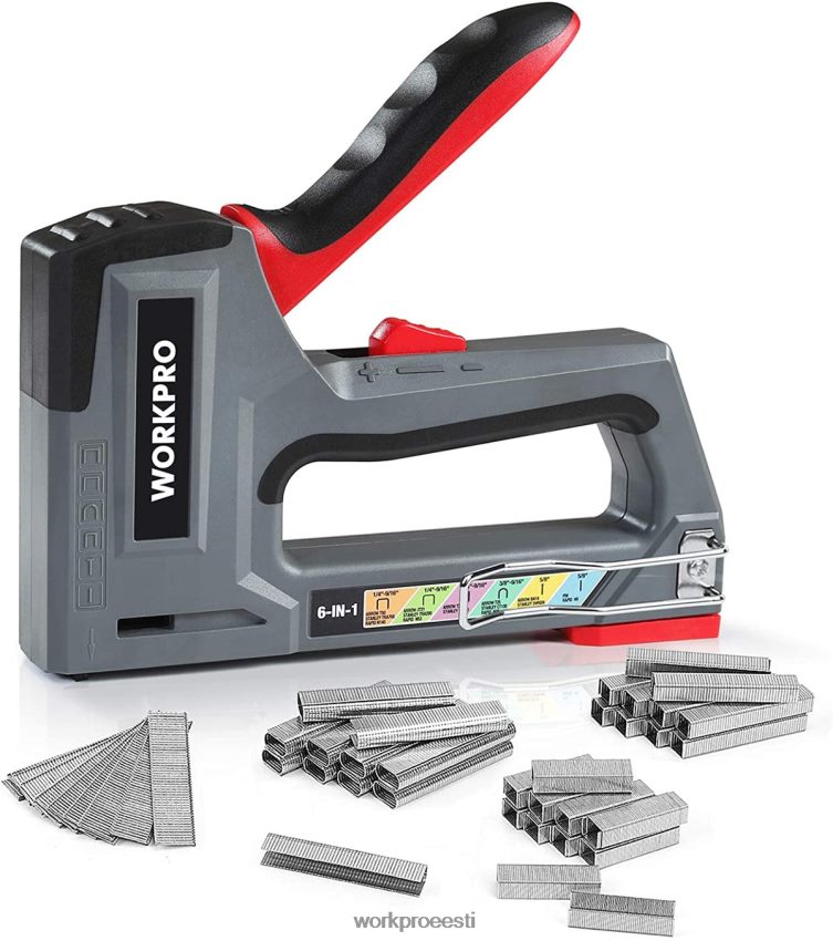 WORKPRO 6-in-1 käsitsi brad nailer polstri klammerdaja naelapüstol roosa/hall 68XH6P59 tööriist