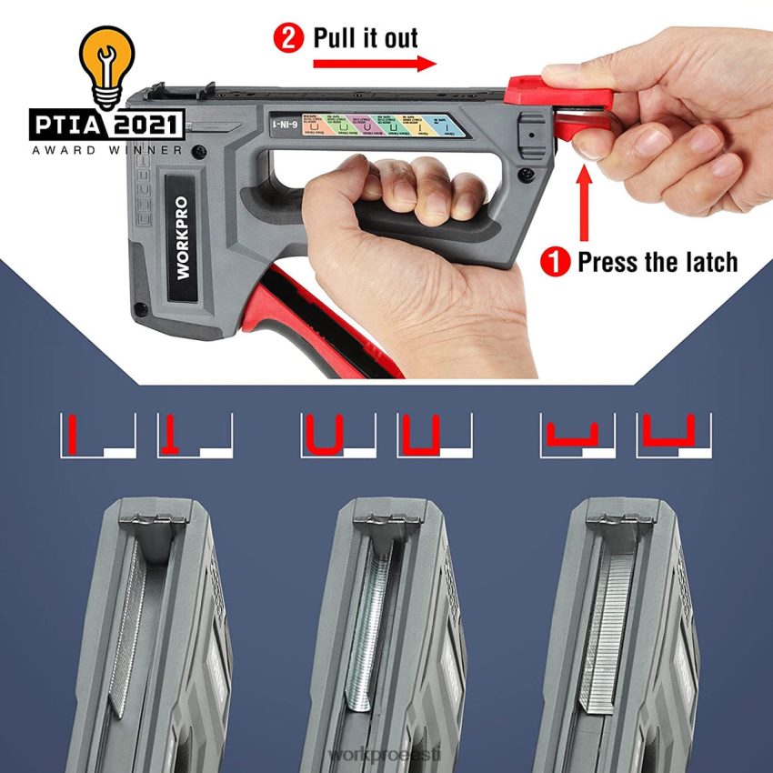 WORKPRO 6-in-1 käsitsi brad nailer polstri klammerdaja naelapüstol roosa/hall 68XH6P59 tööriist