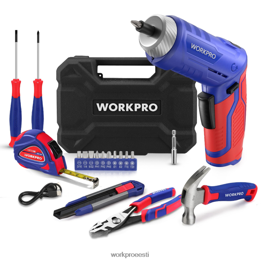 WORKPRO 18 tk üldine kodutööriistade komplekt roosa/sinine 68XH6P102 tööriist
