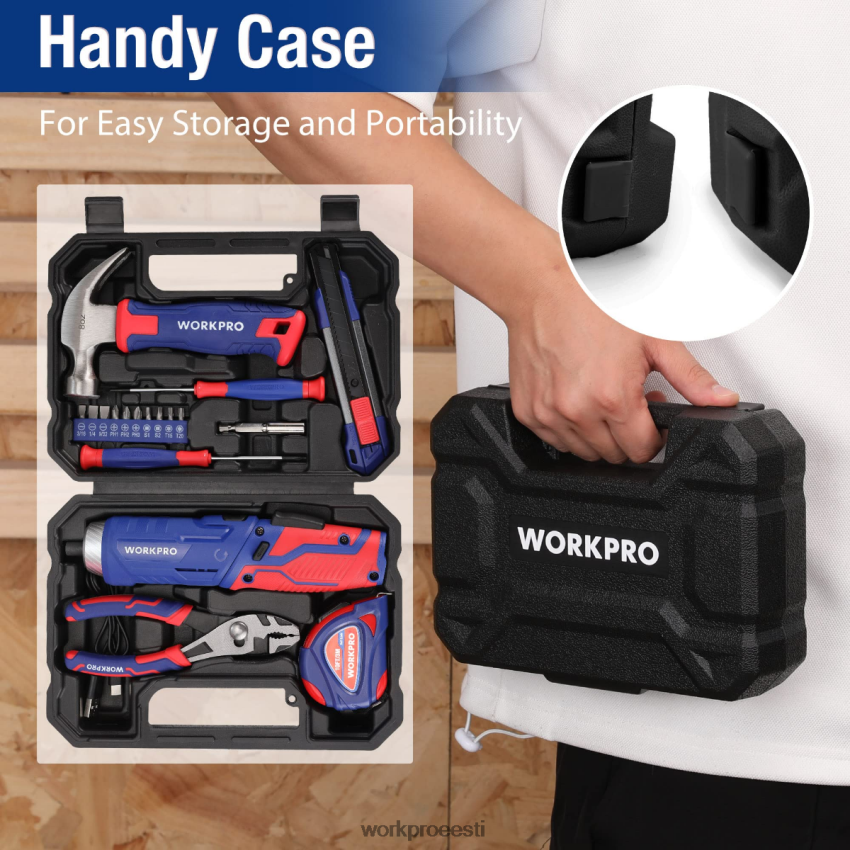 WORKPRO 18 tk üldine kodutööriistade komplekt roosa/sinine 68XH6P102 tööriist