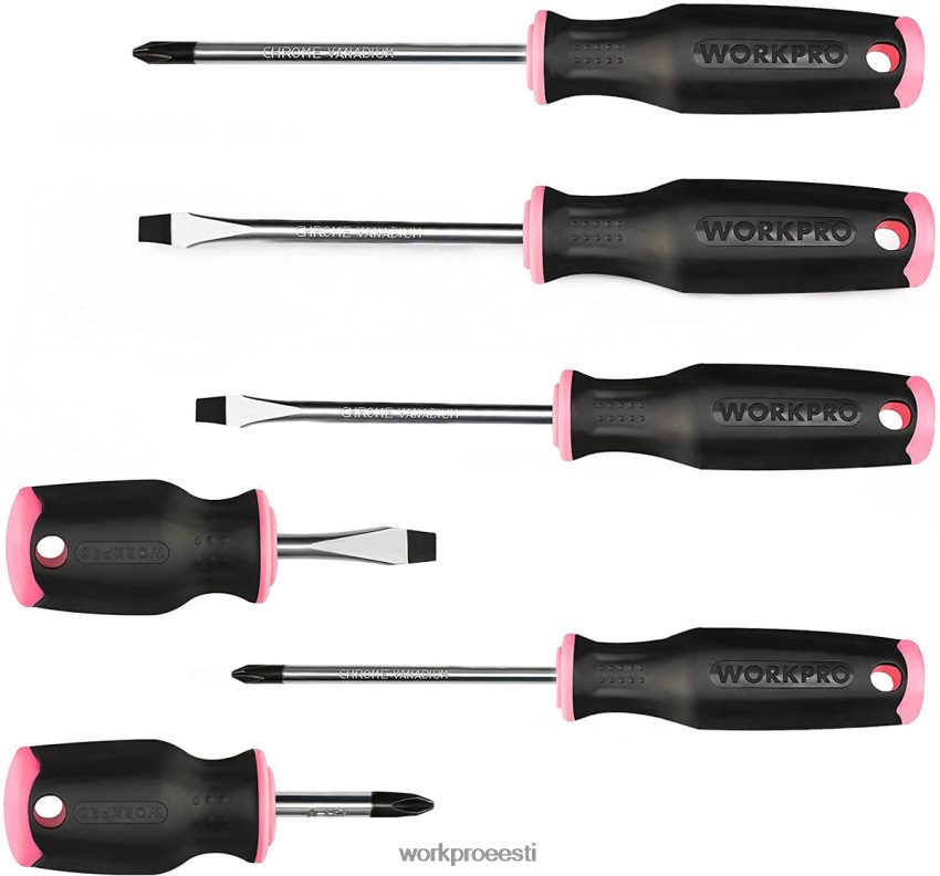 WORKPRO 6 tk magnetkruvikeerajate komplekt roosa 68XH6P244 tööriist
