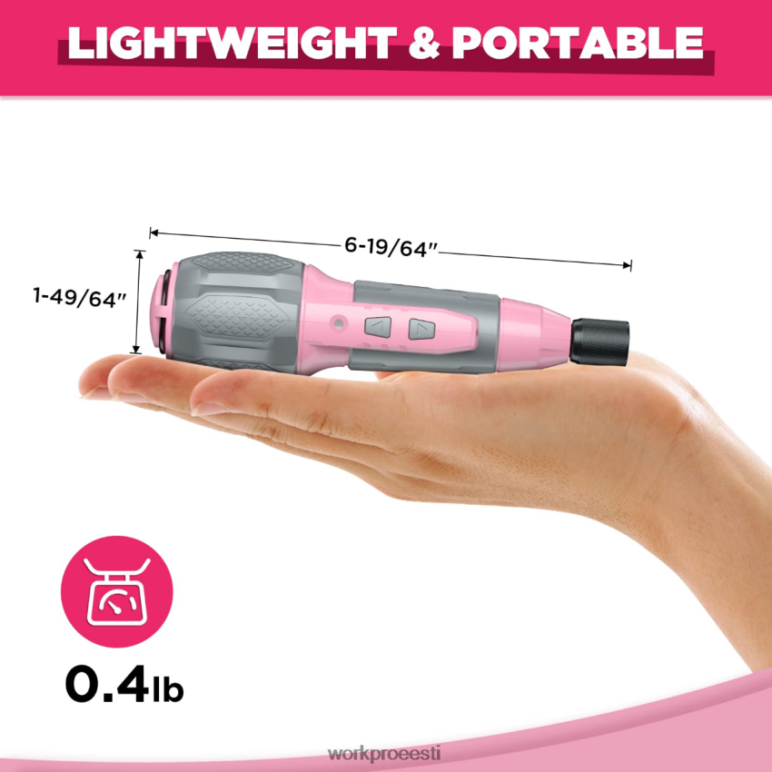 WORKPRO juhtmeta 4v usb laetav liitium-ioonaku kruvikeeraja komplekt roosa/valge 68XH6P236 tööriist