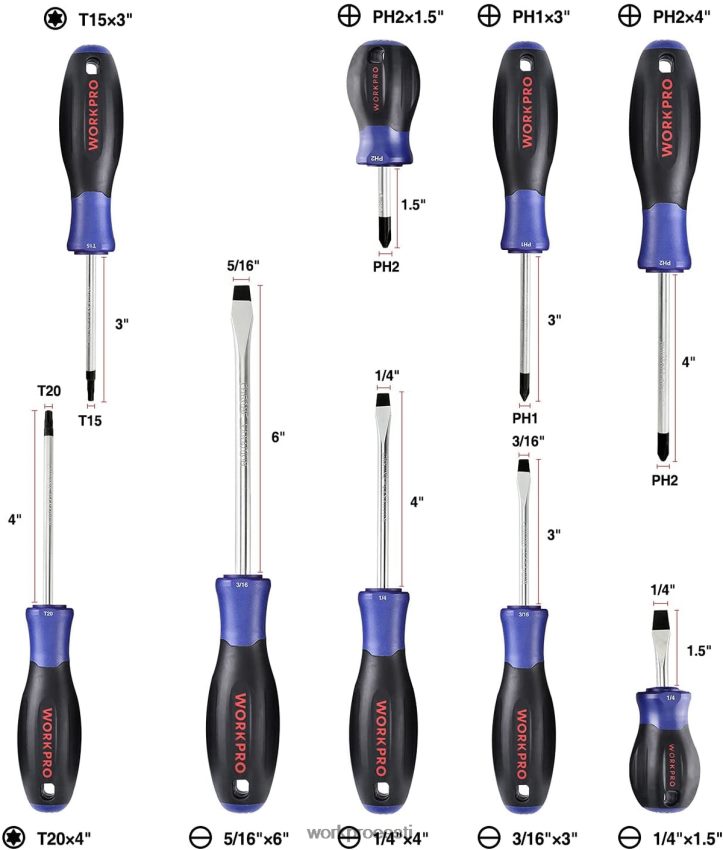 WORKPRO magnetkruvikeerajate komplekt, 16 tk torx piluga Phillipsi täppiskruvikeerajad koos magnetisaatoriga uus 68XH6P98 tööriist