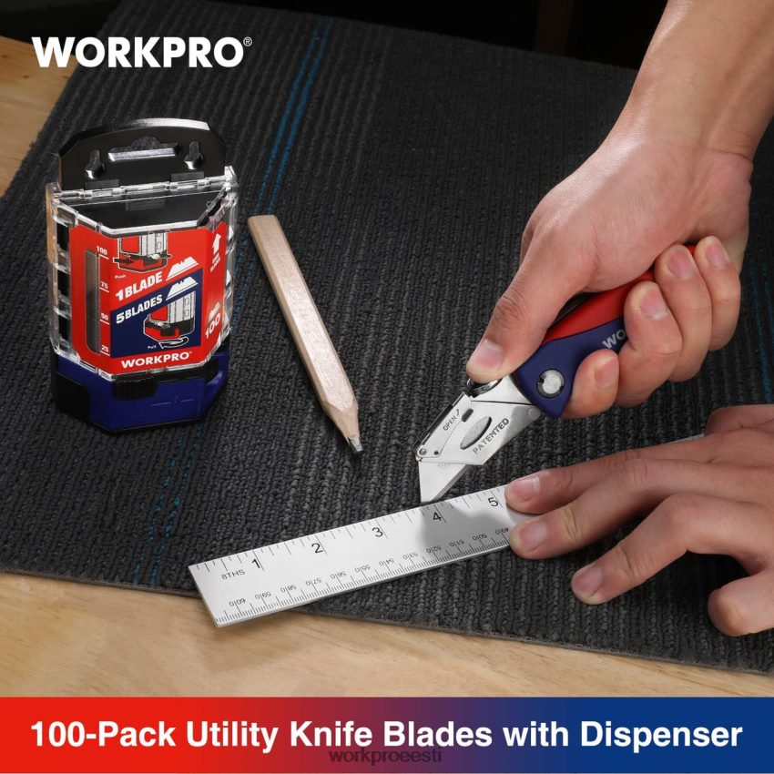 WORKPRO 100 tk sk5 süsinikterasest tarbenoa terade vahetus koos dosaatoriga punane/roosa 68XH6P49 tööriist