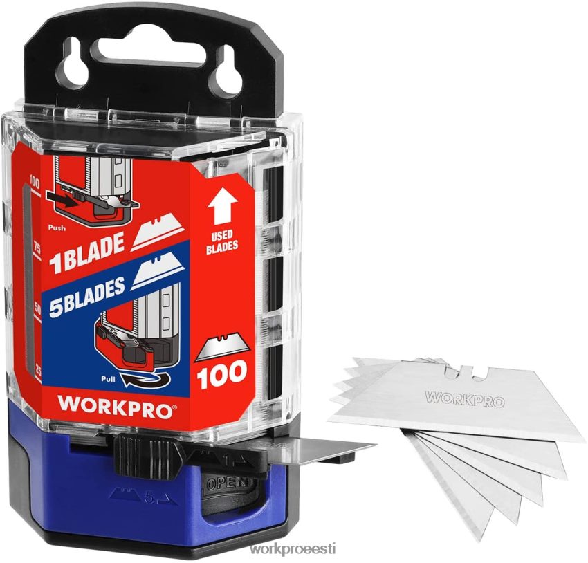 WORKPRO 100 tk sk5 süsinikterasest tarbenoa terade vahetus koos dosaatoriga punane/roosa 68XH6P49 tööriist