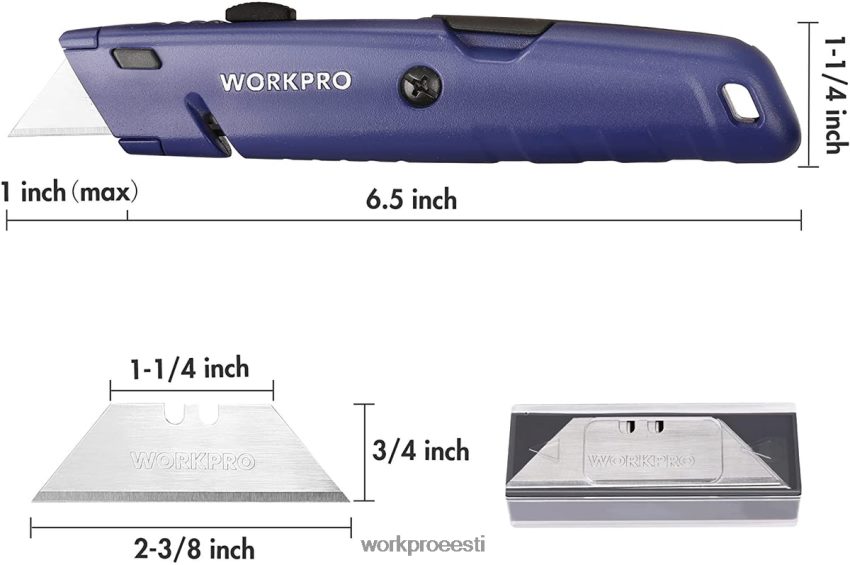 WORKPRO sissetõmmatav nuga koos täiendava terahoidikuga, 2 komplekti kiirvahetatavat kasti lõikurit morden 68XH6P56 tööriist