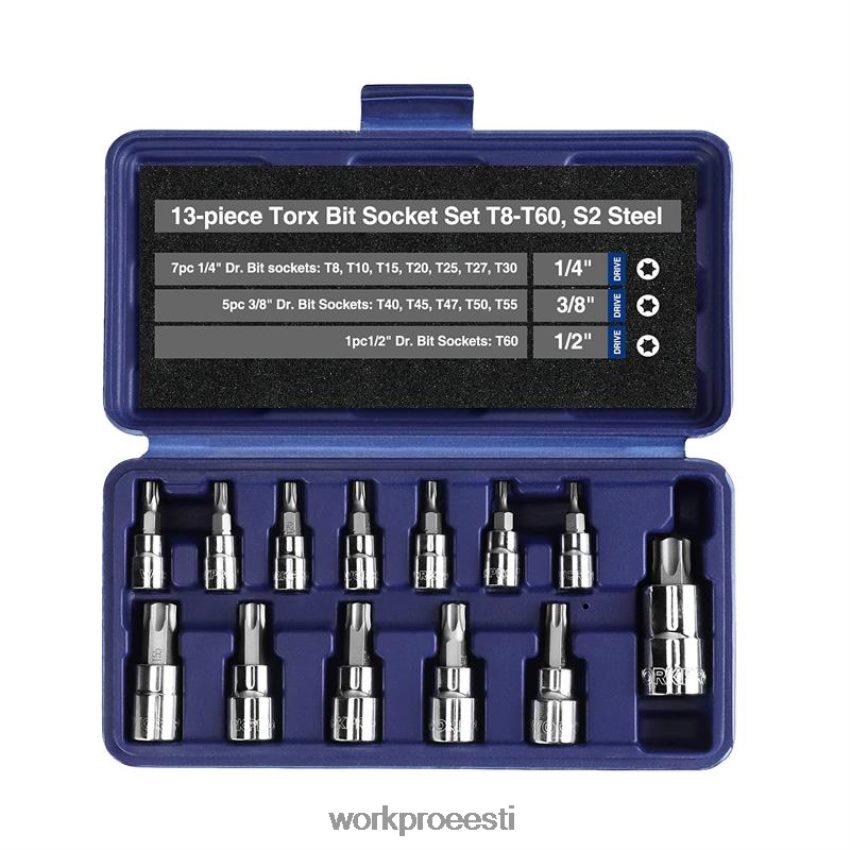 WORKPRO 13 tk torx biti pesa komplekt (ainult käsitsi kasutamiseks) morden 68XH6P127 tööriist