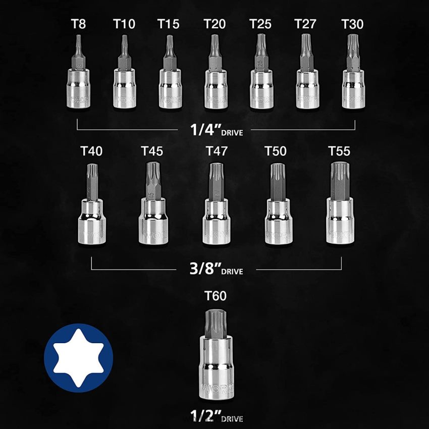 WORKPRO 13 tk torx biti pesa komplekt (ainult käsitsi kasutamiseks) morden 68XH6P127 tööriist