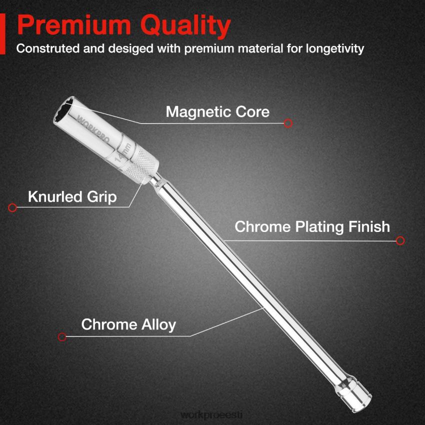 WORKPRO magnetiline pöörlev süüteküünal õhukese seinakontaktiga morden 68XH6P144 tööriist