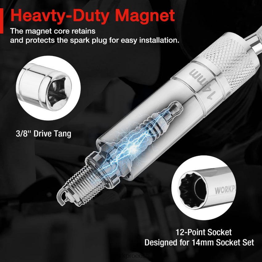 WORKPRO magnetiline pöörlev süüteküünal õhukese seinakontaktiga morden 68XH6P144 tööriist