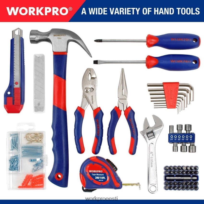 WORKPRO 12v akutrell ja kodutööriistade komplekt, 177 tk kombineeritud komplekt koos tööriistakotiga kasulik 68XH6P171 tööriist
