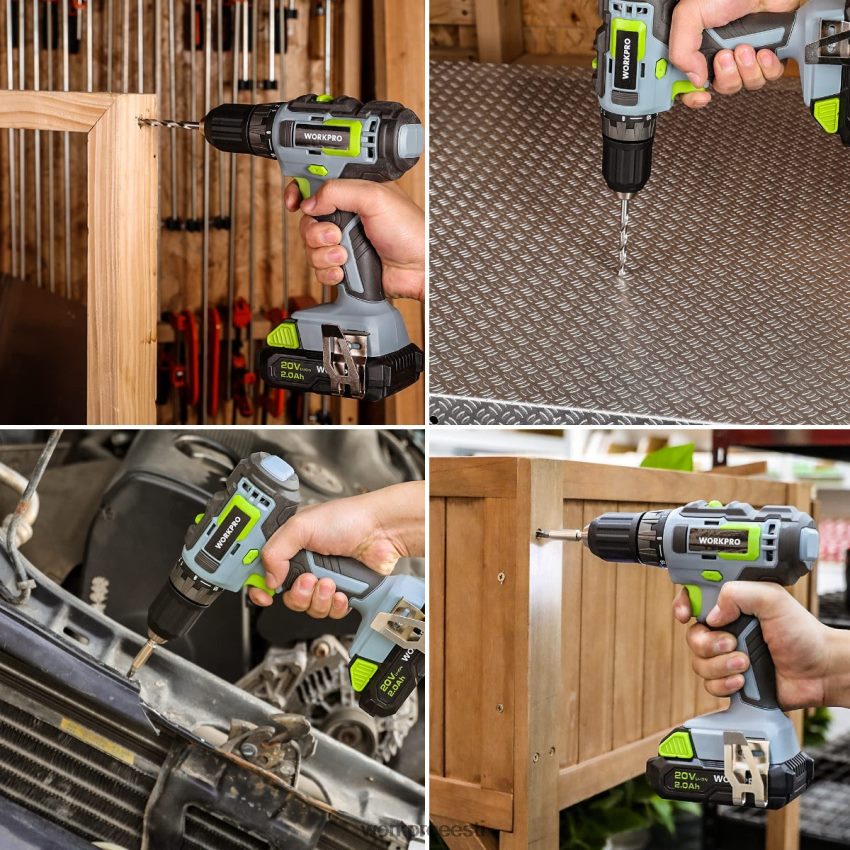 WORKPRO 157-osaline akutrelli kombineeritud komplekt 20 V akutrelli liitiumiooniga roosa/hall 68XH6P259 tööriist