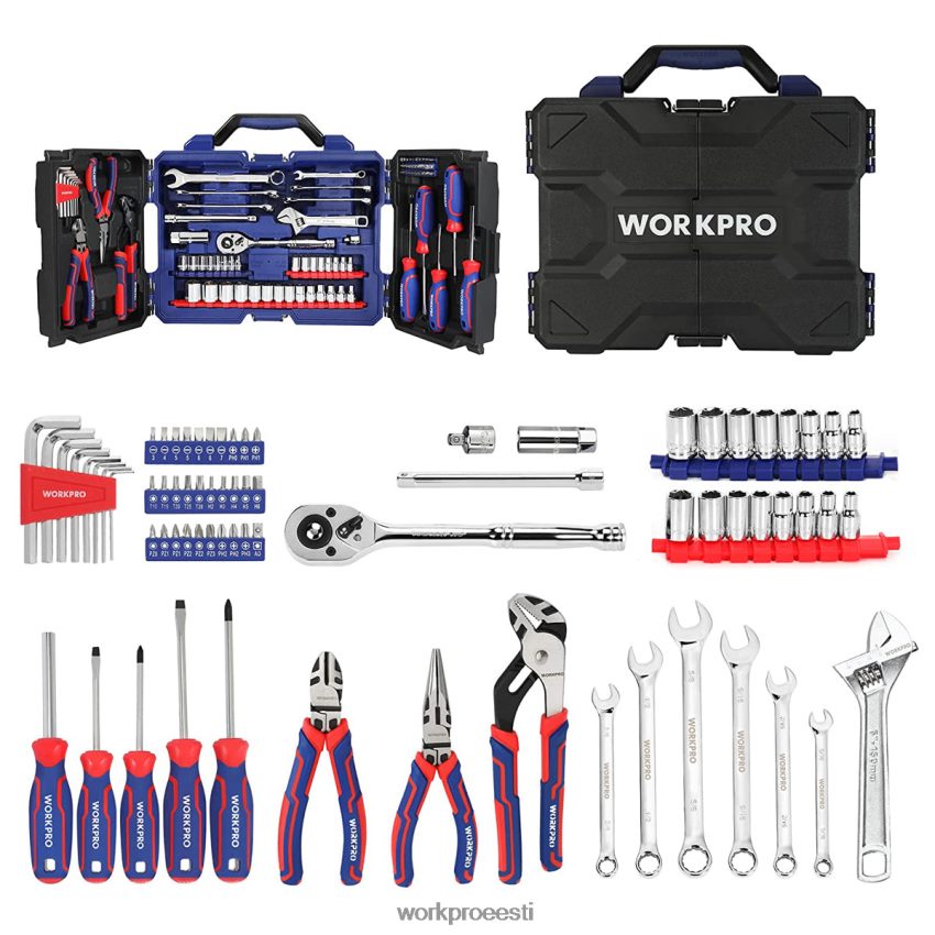WORKPRO 87 tk mehaanika tööriistade komplekt, käsitööriistade komplekt koos tööriistakastiga morden 68XH6P305 tööriist