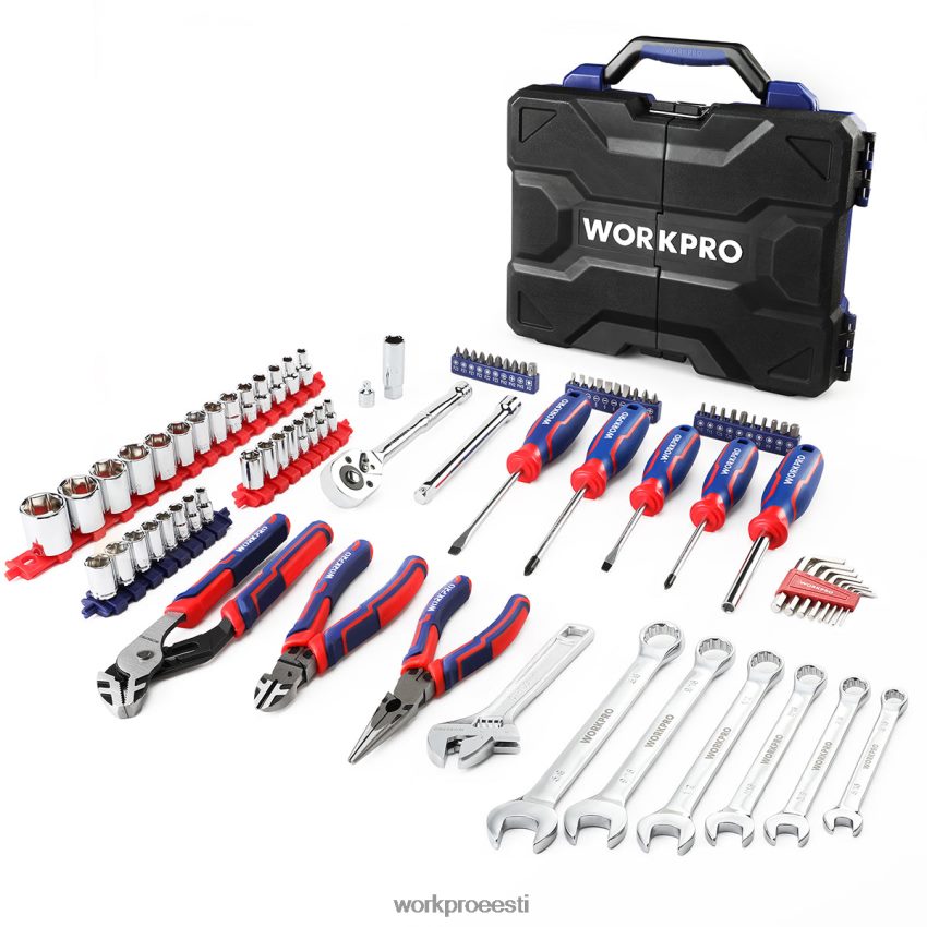 WORKPRO 87 tk mehaanika tööriistade komplekt, käsitööriistade komplekt koos tööriistakastiga morden 68XH6P305 tööriist