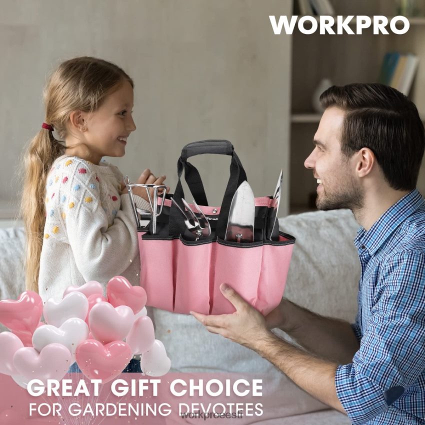 WORKPRO aiatööriistad 7 tk, roostevabast terasest vastupidavad aiatööriistad roosa 68XH6P252 tööriist
