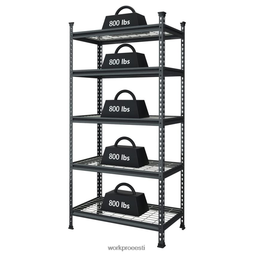 WORKPRO 5-korruseline metallist hoiuriiuliga reguleeritav hoiurest raskeveokite riiul must hõbedase mustriga 68XH6P6 ladustamine