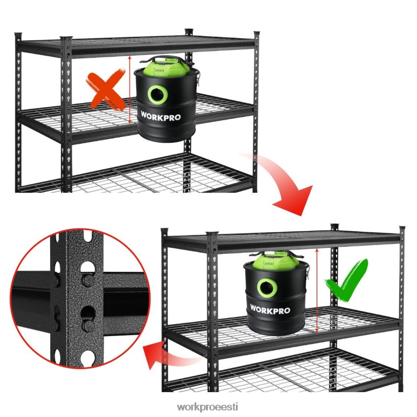 WORKPRO 5-korruseline metallist hoiuriiuliga reguleeritav hoiurest raskeveokite riiul must hõbedase mustriga 68XH6P6 ladustamine