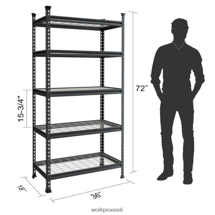 WORKPRO 5-korruseline metallist hoiuriiuliga reguleeritav hoiurest raskeveokite riiul must hõbedase mustriga 68XH6P6 ladustamine