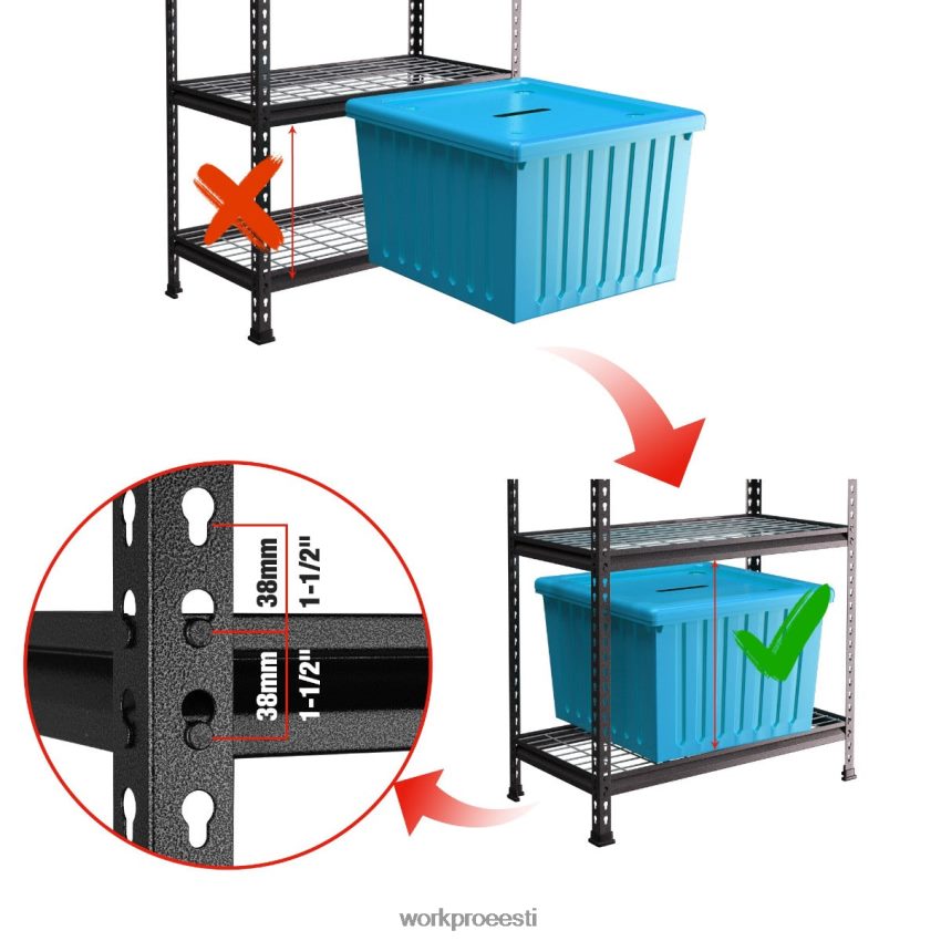 WORKPRO 5-korruseline metallist hoiuriiuliga reguleeritav hoiurest raskeveokite riiul must hõbedase mustriga 68XH6P6 ladustamine