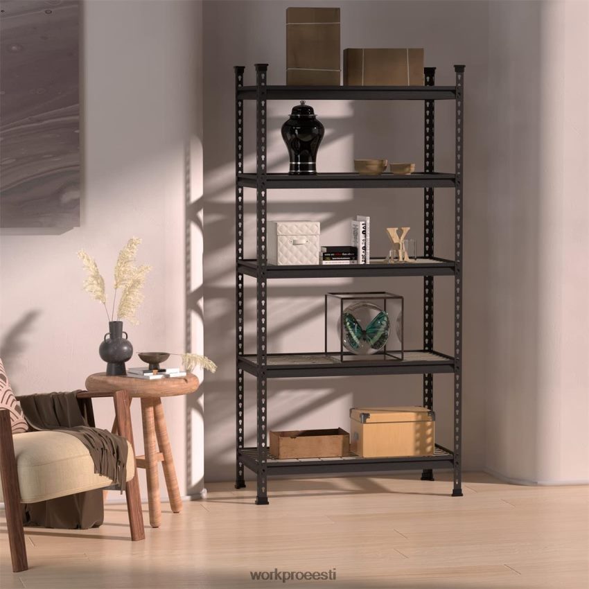 WORKPRO 5-korruseline metallist hoiuriiuliga reguleeritav hoiurest raskeveokite riiul must hõbedase mustriga 68XH6P6 ladustamine