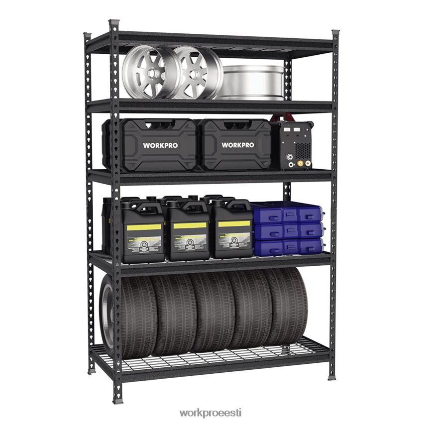 WORKPRO 5-korruseline metallist hoiuriiuliga reguleeritav hoiurest raskeveokite riiul must hõbedase mustriga 68XH6P6 ladustamine
